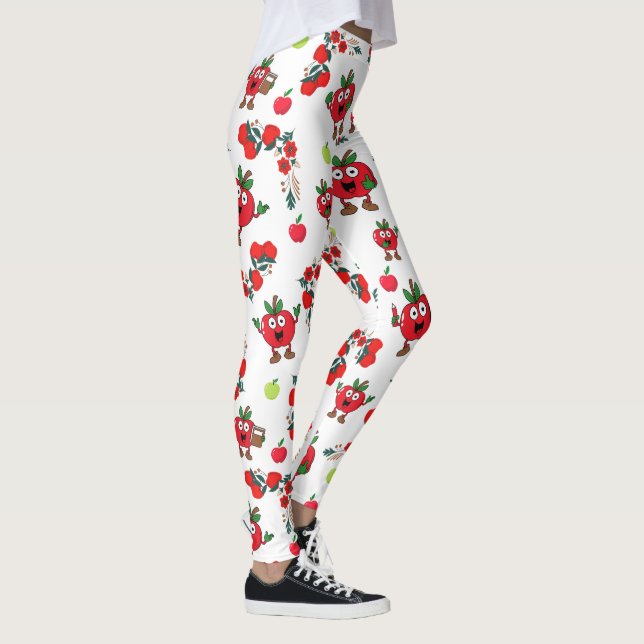 Cute Happy Smile Apples Leggings (Right)