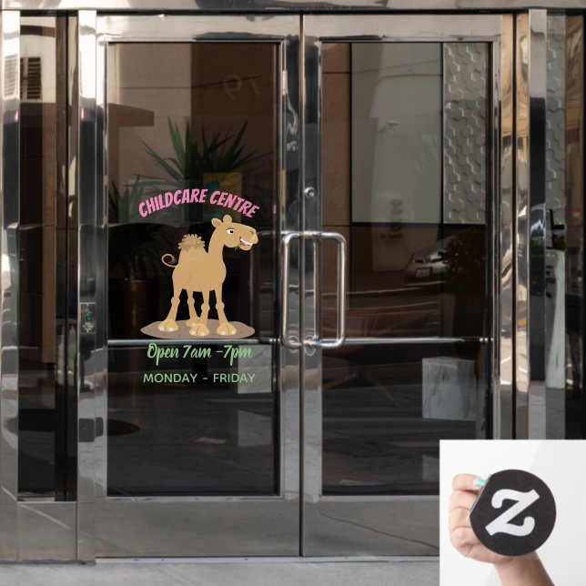 Cute happy smiling camel cartoon illustration (Office Door)