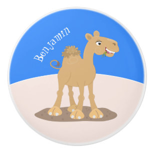 Cute happy smiling camel cartoon illustration ceramic knob