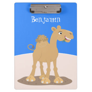Cute happy smiling camel cartoon illustration clipboard