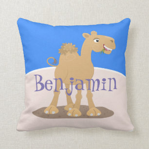 Cute happy smiling camel cartoon illustration cushion