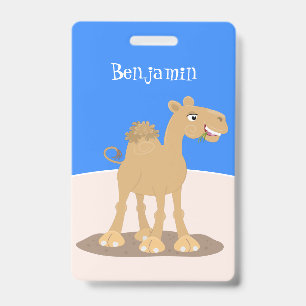 Cute happy smiling camel cartoon illustration ID badge