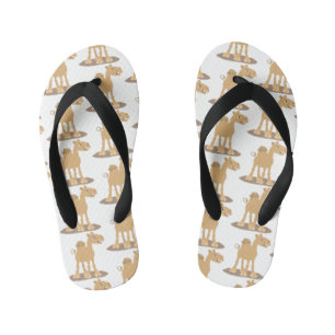 Cute happy smiling camel cartoon illustration kid's jandals