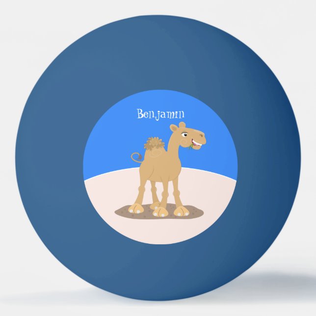 Cute happy smiling camel cartoon illustration ping pong ball (Front)