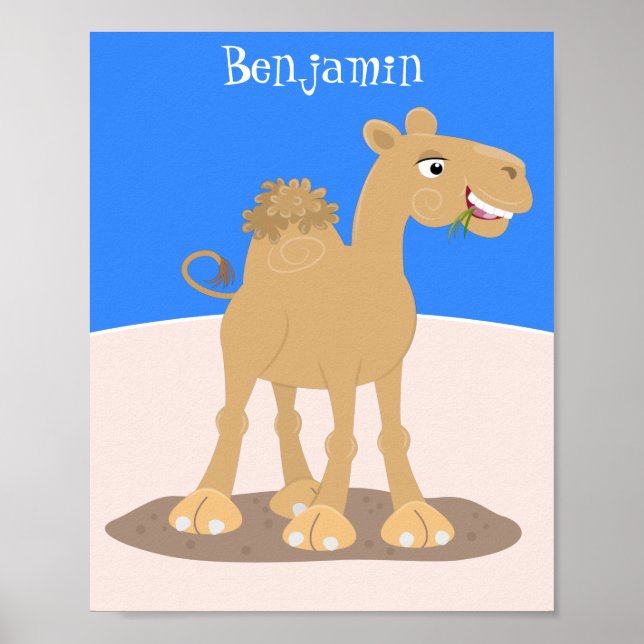 Cute happy smiling camel cartoon illustration poster (Front)