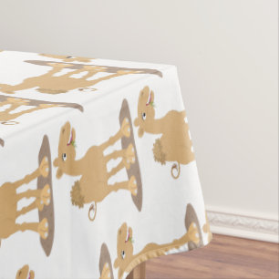 Cute happy smiling camel cartoon illustration tablecloth