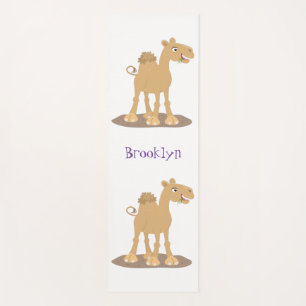 Cute happy smiling camel cartoon illustration yoga mat