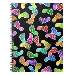 Cute Happy Smiling Feet Wallpaper Spiral Notebook