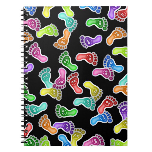Cute Happy Smiling Feet Wallpaper Spiral Notebook (Front)