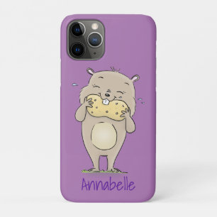 Cute happy smiling hamster with peanut cartoon Case-Mate iPhone case