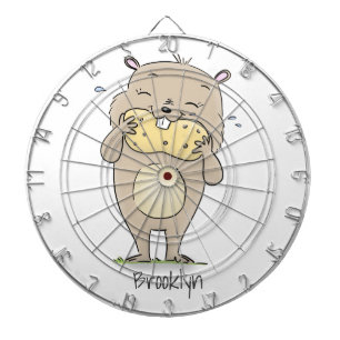 Cute happy smiling hamster with peanut cartoon dartboard