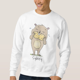 Cute happy smiling hamster with peanut cartoon sweatshirt