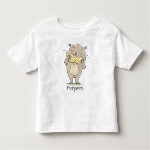 Cute happy smiling hamster with peanut cartoon toddler T-Shirt