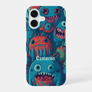 Cute happy smiling monsters iPhone 16 case