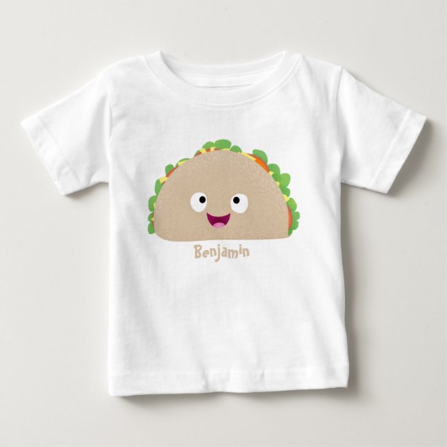 Cute happy smiling taco cartoon illustration baby T-Shirt (Front)