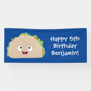 Cute happy smiling taco cartoon illustration banner