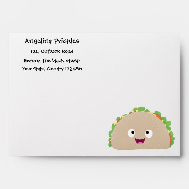 Cute happy smiling taco cartoon illustration envelope (Front)