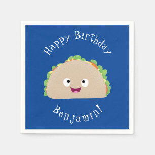 Cute happy smiling taco cartoon illustration  napkin