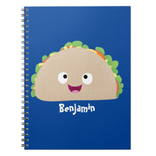 Cute happy smiling taco cartoon illustration  notebook