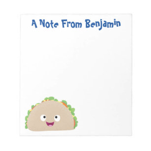 Cute happy smiling taco cartoon illustration notepad
