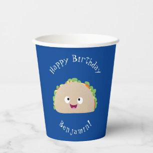 Cute happy smiling taco cartoon illustration paper cups
