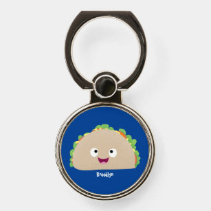 Cute happy smiling taco cartoon illustration phone ring stand