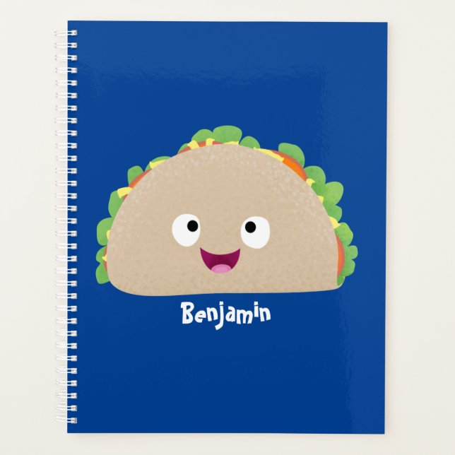 Cute happy smiling taco cartoon illustration planner (Front)