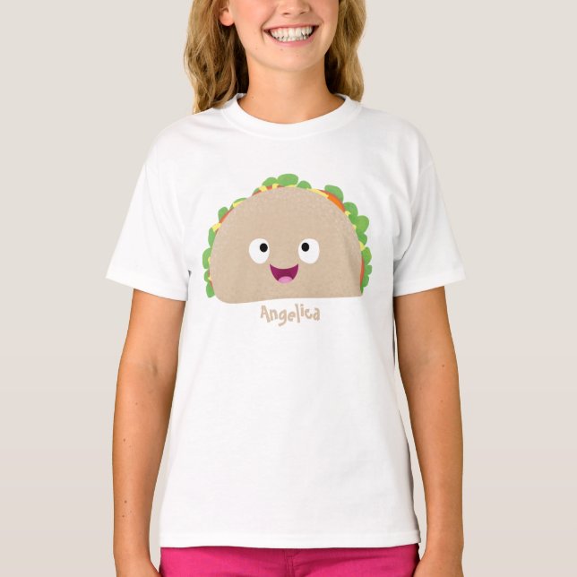 Cute happy smiling taco cartoon illustration T-Shirt (Front)