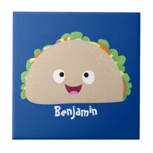 Cute happy smiling taco cartoon illustration tile