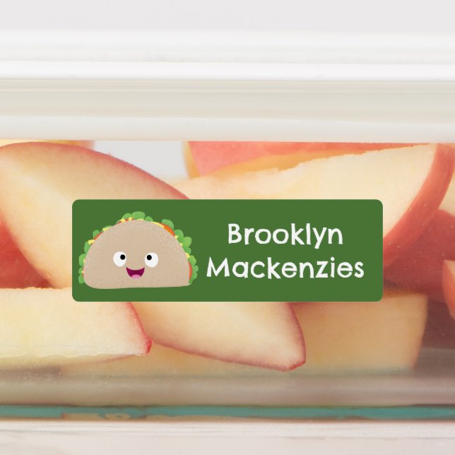 Cute happy smiling taco cartoon personalised (Affixed)