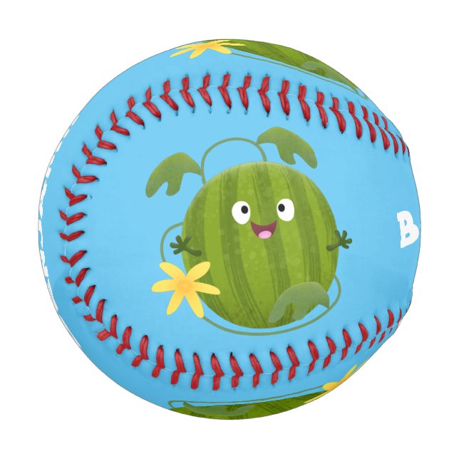 Cute happy smiling watermelon cartoon baseball (Front Left)