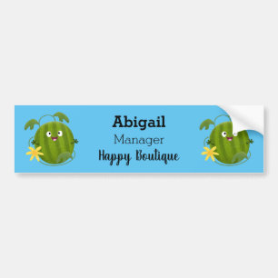 Cute happy smiling watermelon cartoon bumper sticker