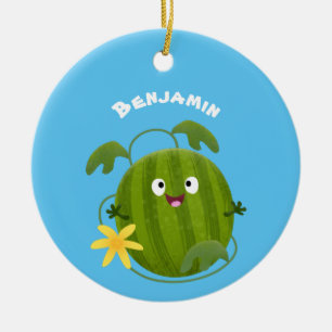 Cute happy smiling watermelon cartoon ceramic tree decoration