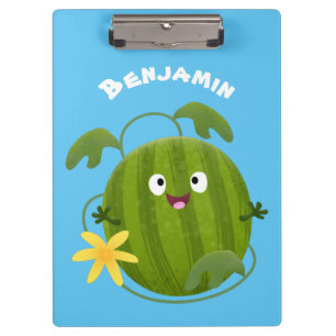 Cute happy smiling watermelon cartoon clipboard