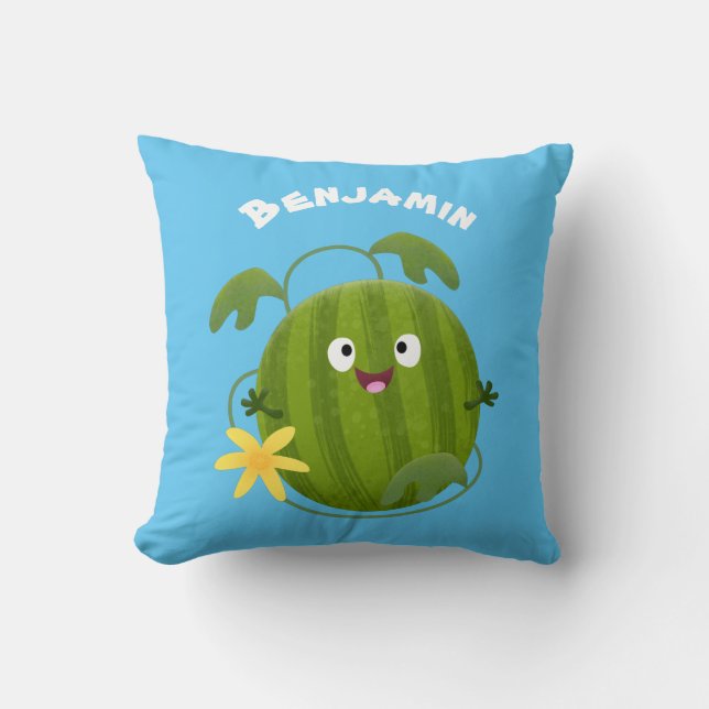 Cute happy smiling watermelon cartoon  cushion (Front)
