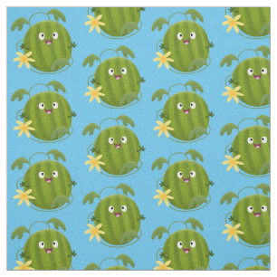 Cute happy smiling watermelon cartoon fabric