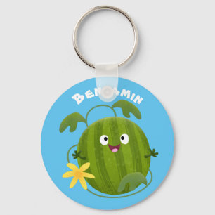 Cute happy smiling watermelon cartoon key ring