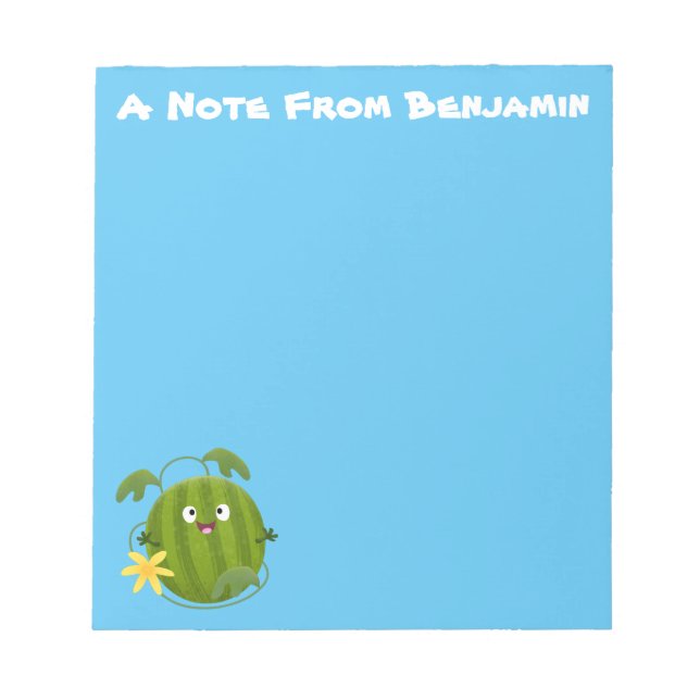 Cute happy smiling watermelon cartoon  notepad (Front)