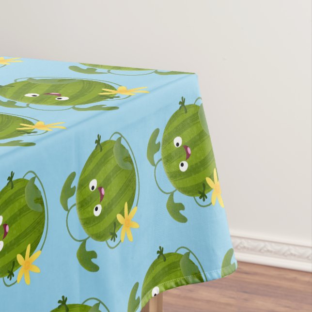 Cute happy smiling watermelon cartoon tablecloth (In Situ)