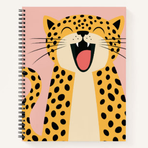 Cute Happy Smiling Wild Leopard Cartoon Notebook