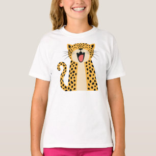Cute Happy Smiling Wild Leopard Cartoon T-Shirt