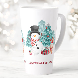 Cute Happy Snowman Christmas Name Large Latte Mug
