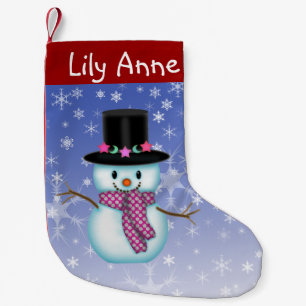 Cute Happy Snowman Christmas Stocking Personalised
