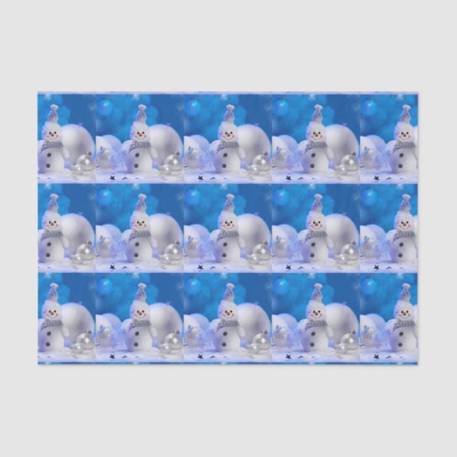 cute happy snowman cropped tissue paper (Front)