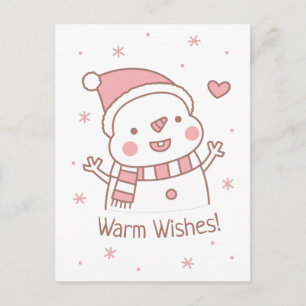 Cute Happy Snowman Doodle Christmas Greeting Postcard
