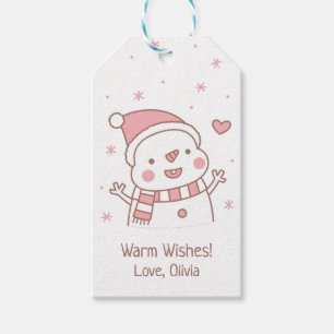 Cute Happy Snowman Doodle, Christmas Personalised Gift Tags