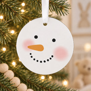Cute Happy Snowman Face Christmas Keepsake Ornament