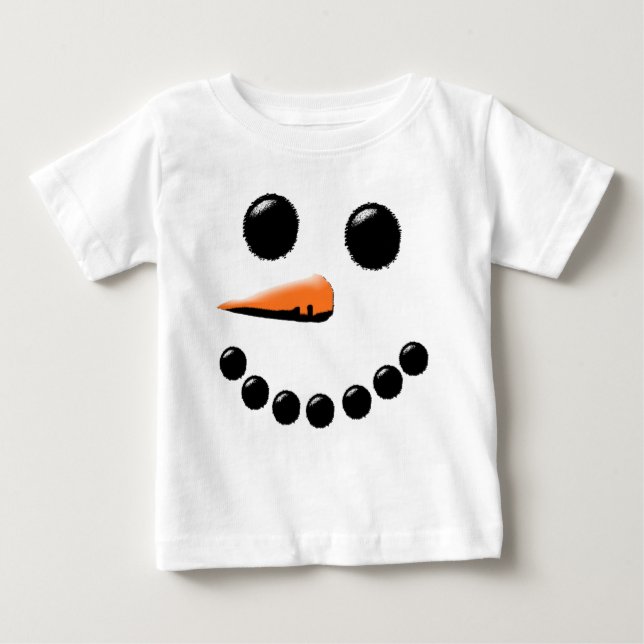 Cute Happy Snowman Face Festive Holiday Xmas Baby T-Shirt (Front)