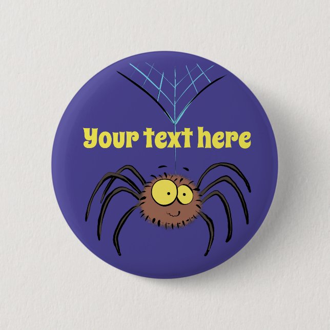 cute, happy spider cartoon 6 cm round badge (Front)