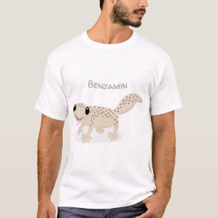 Cute happy spotted tan gecko cartoon illustration T-Shirt